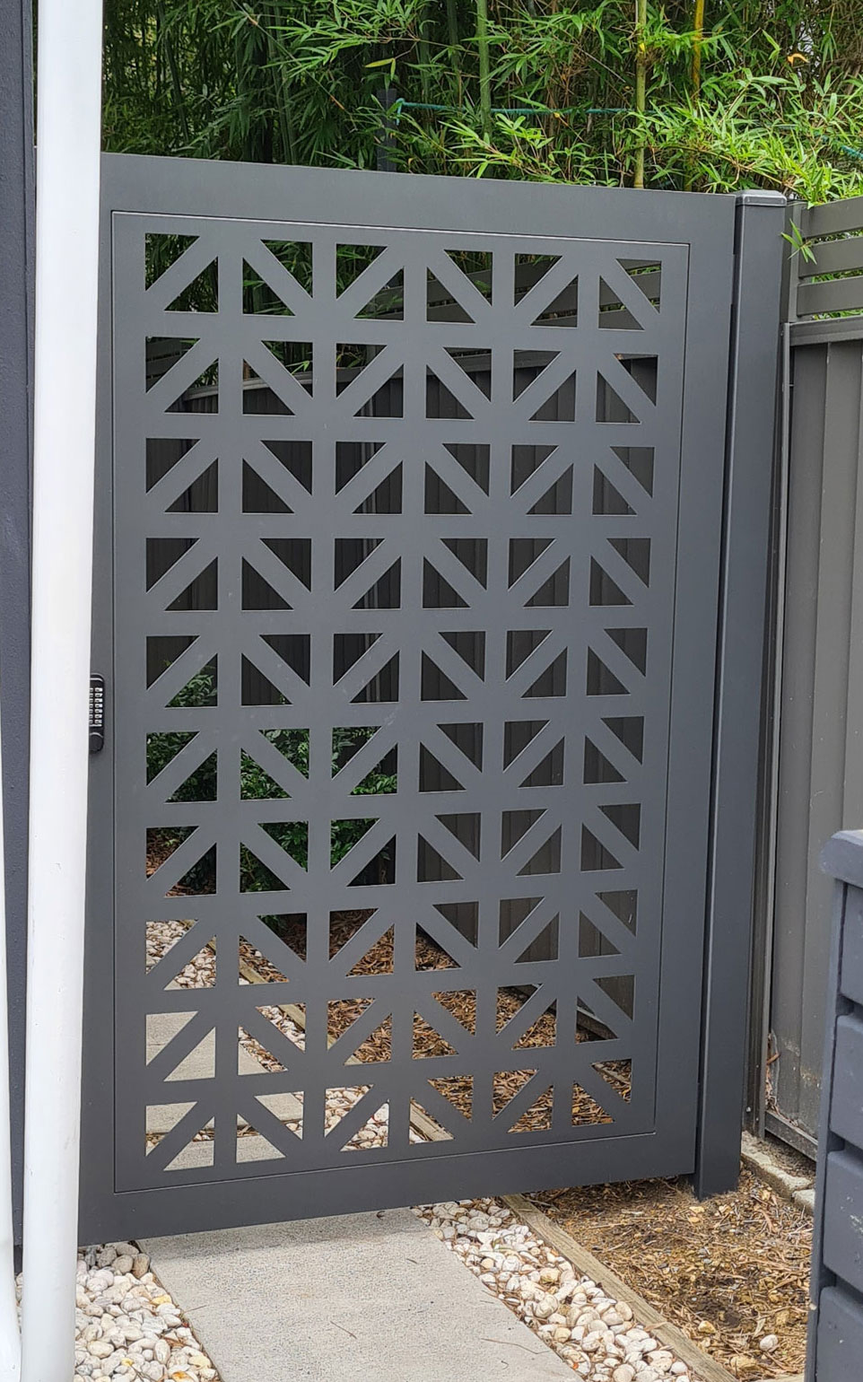 laser cut gate mid century design